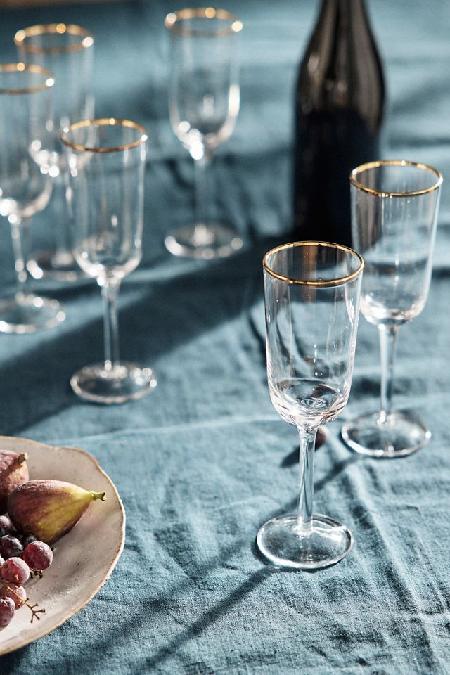 Gold Rim Champagne Flutes, Set of 6 #3