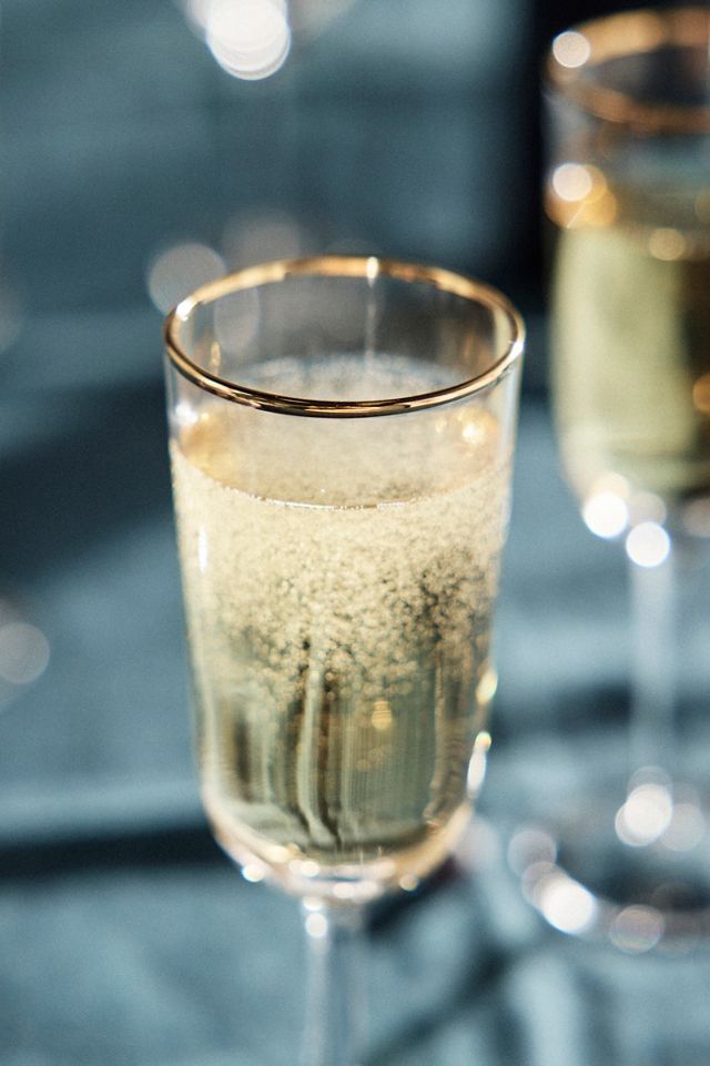 Gold Rim Champagne Flutes, Set of 6 #1