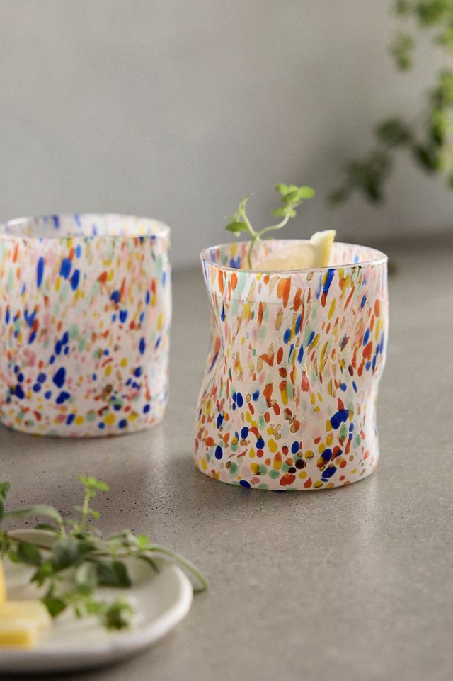 Misette Confetti 2-Piece Glass Tumbler Set - Colorblock Confetti