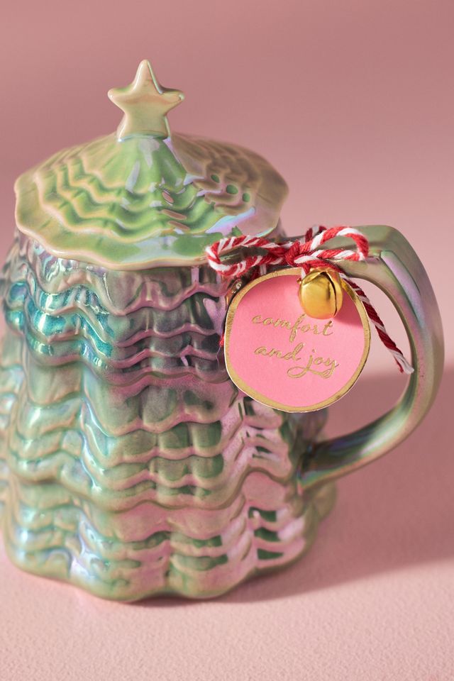 Merry Luster Tree Lidded Stoneware Mug #1
