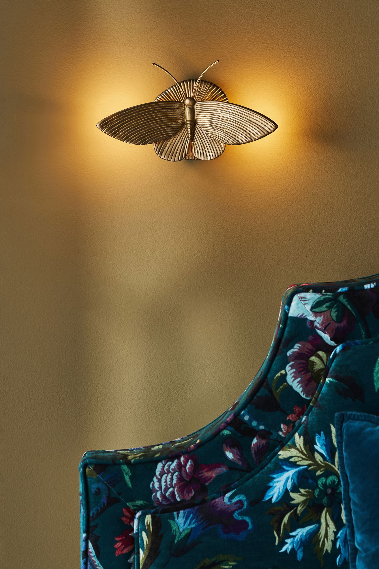 Luna Metal Moth Sconce Wall Light - Brass, Standard, One Size