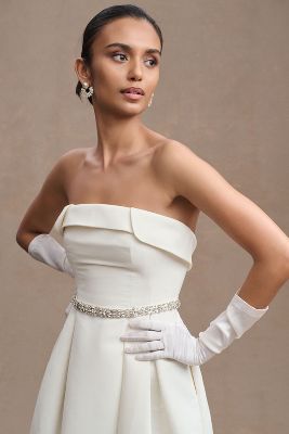 Sachin & Babi Brielle Strapless Embellished A-line Gown In White