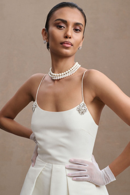 Sachin & Babi Gwen Rhinestone Accent Gown In White