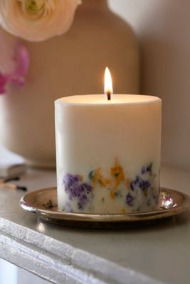 Pressed Wildflower Pillar Candle