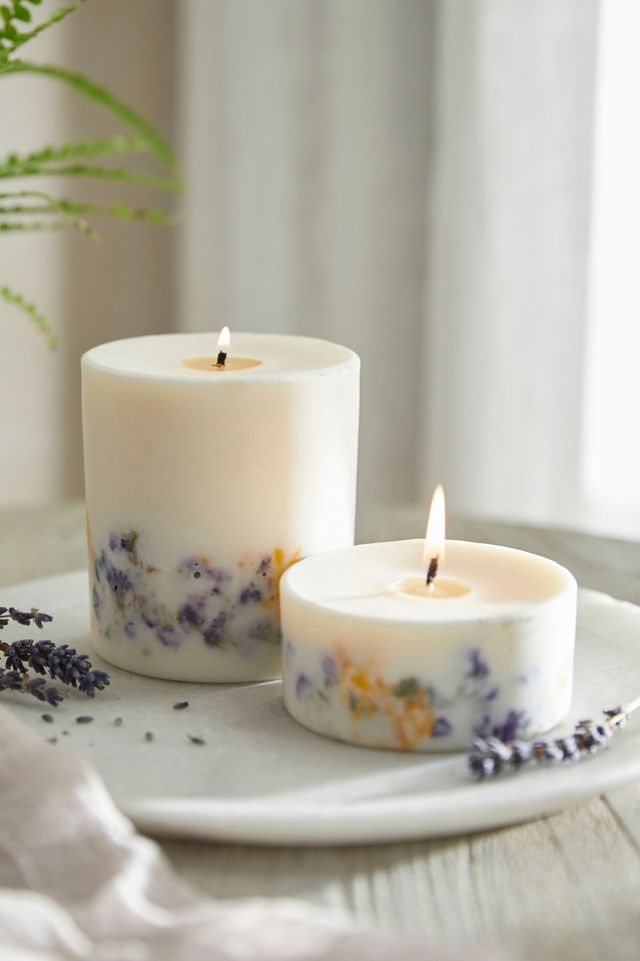 Pressed Wildflower Pillar Candle #1