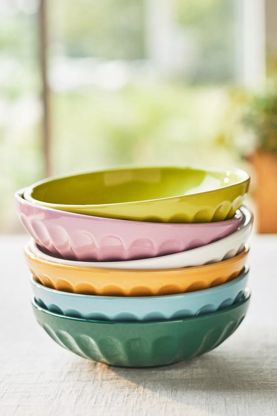 Photo of Amelie Latte Portuguese Stoneware Pasta Bowls, Assorted Set of 6.