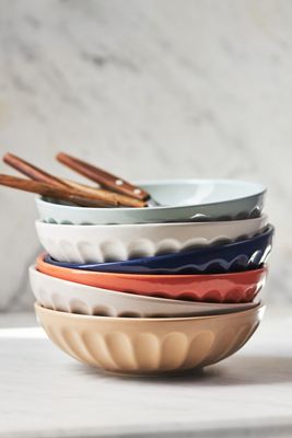The Latte Stoneware Pasta Bowls, Assorted Set of 6: Amelie Edition