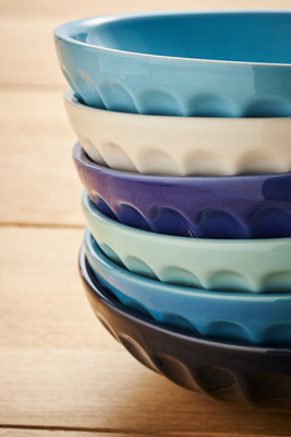 Anthropologie Amelie Latte Portuguese Stoneware Pasta Bowls, Assorted Set Of 6 In Multi