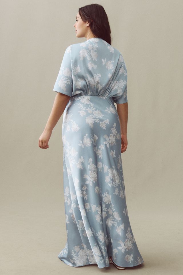 BHLDN Leila Deep-V Flutter-Sleeve Satin A-Line Gown #5