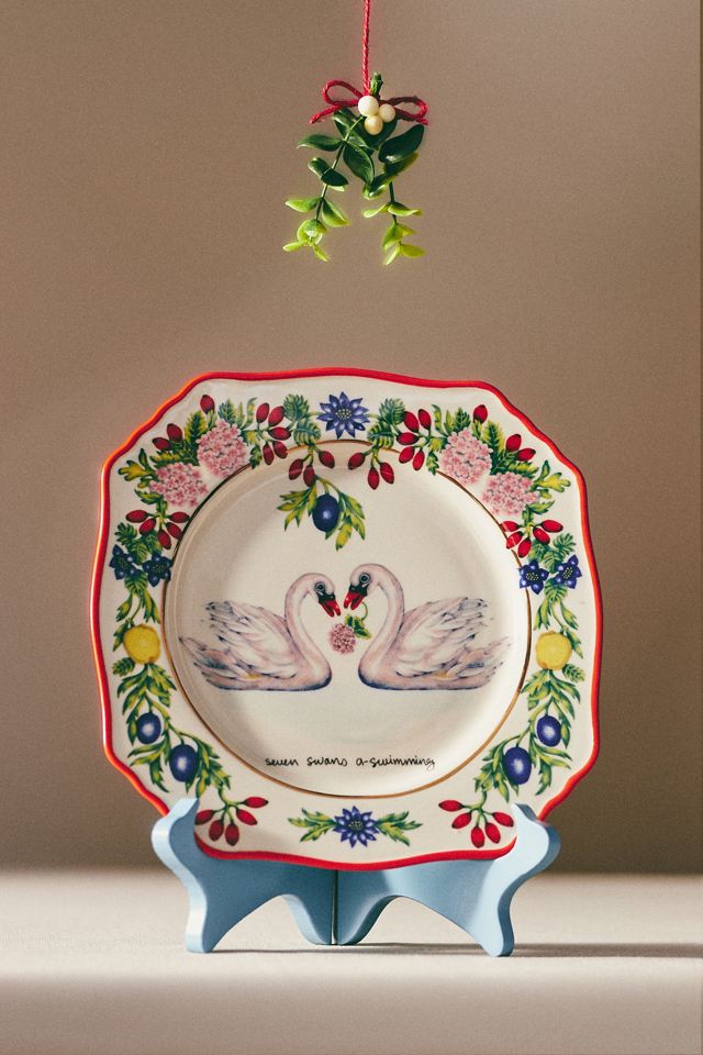 Lou Rota Twelve Days of Christmas Assorted Stoneware Dessert Plates, Set of 12 #7