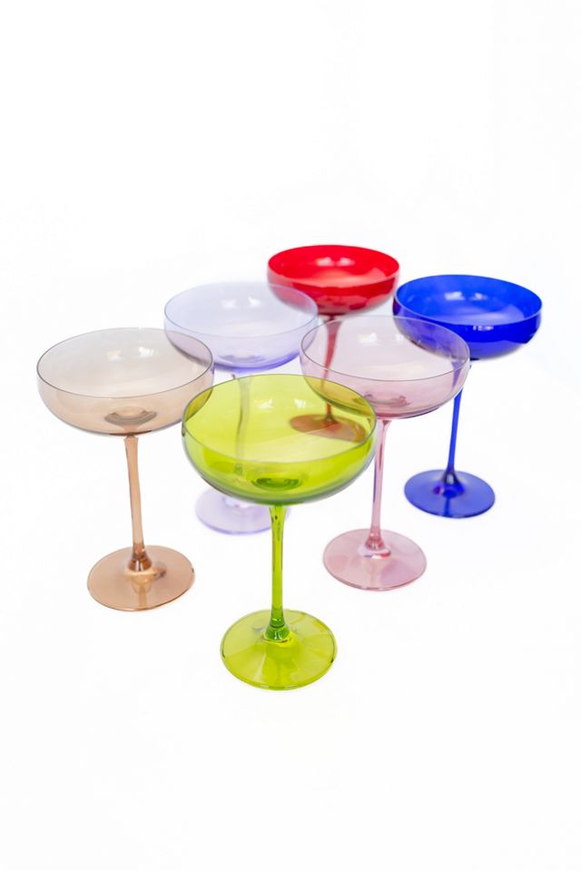 Estelle Colored Glass Hand-Blown Colored Cocktail Coupe Glasses on