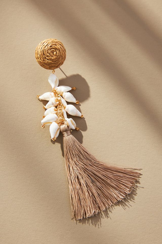 Raffia Fringe Drop Earrings #1