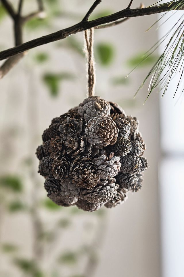 Frosted Pine Cone Ball Ornament