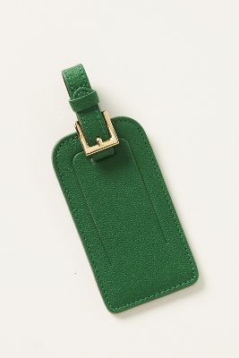 Graphic Image Wanderer Contrast Leather Luggage Tag In Green