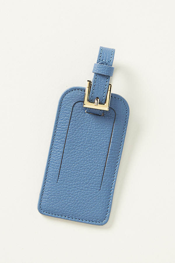 Graphic Image Wanderer Contrast Leather Luggage Tag In Blue