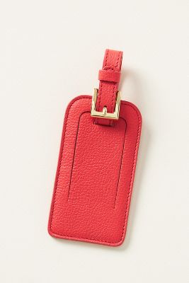 Graphic Image Wanderer Contrast Leather Luggage Tag In Red