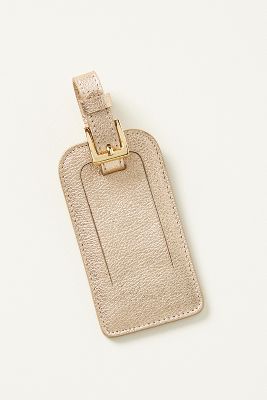 Graphic Image Wanderer Contrast Leather Luggage Tag In Gold