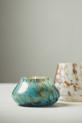 Anthropologie Cheena Petite Apple Cider Champagne Glass Mushroom Lamp Candle In Blue