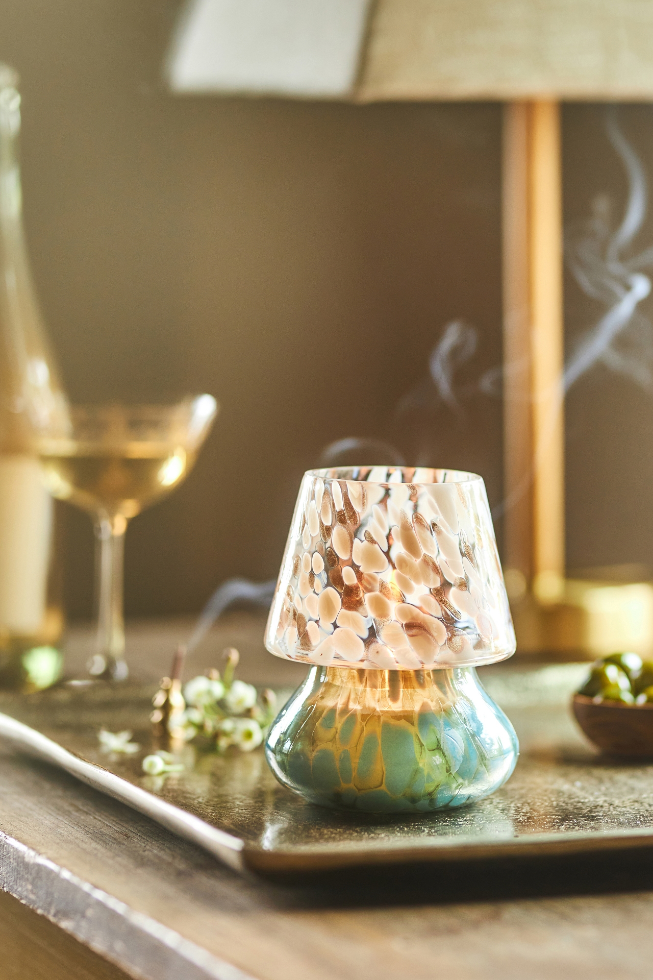 Cheena Fruity Apple Cider Champagne Glass Mushroom Lamp Candle