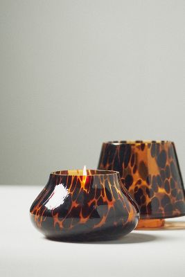 Anthropologie Cheena Petite Ambered Topaz Glass Mushroom Lamp Candle In Brown