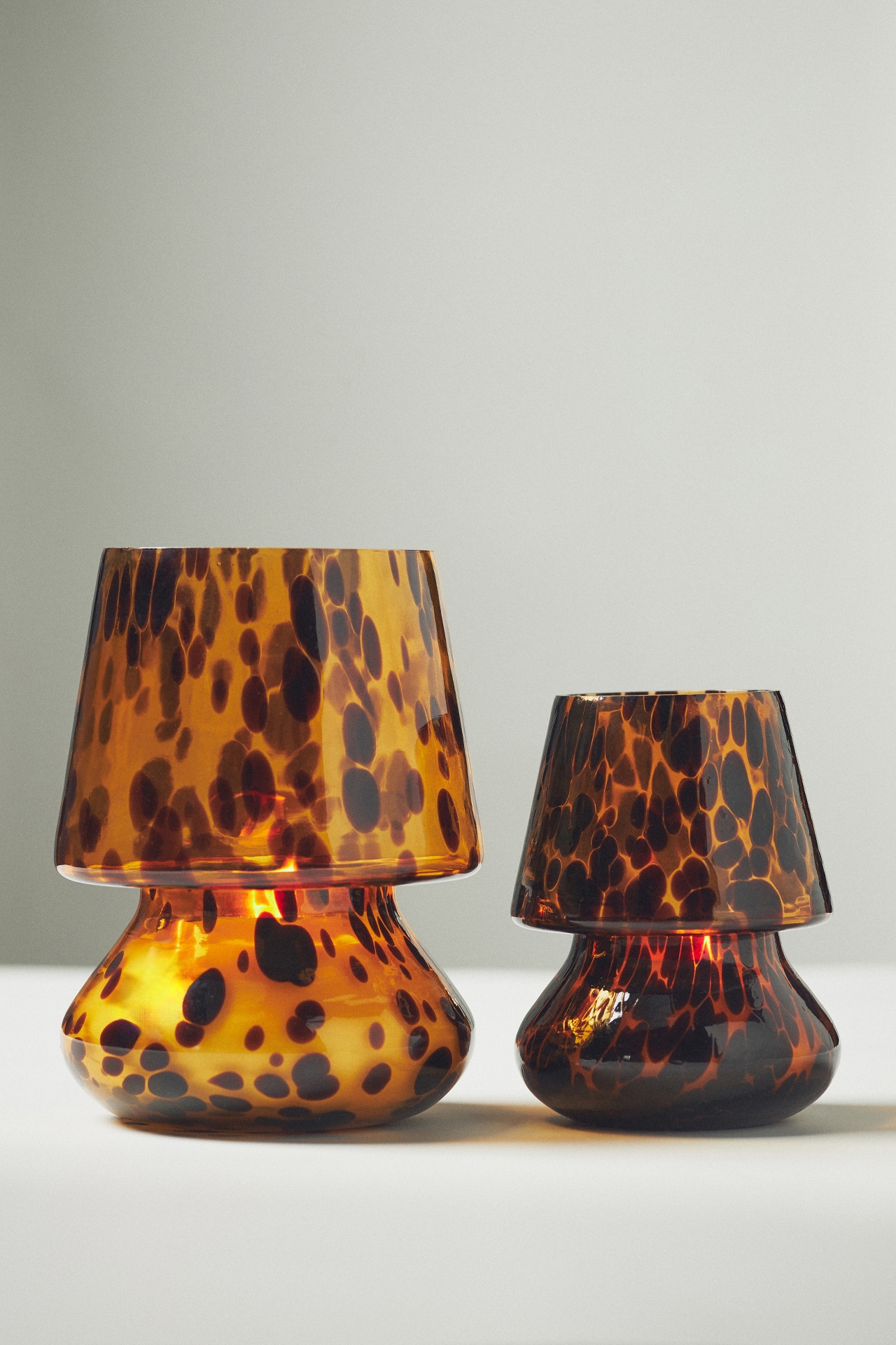 Cheena Woody Ambered Topaz Glass Mushroom Lamp Candle