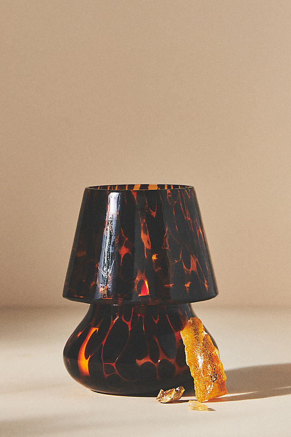 Anthropologie Cheena Petite Ambered Topaz Glass Mushroom Lamp Candle By  In Brown Size Xs In Black