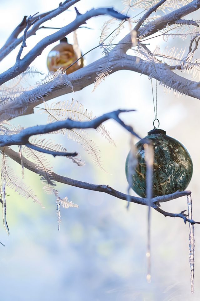 Aged Turquoise Glass Globe Ornament #1