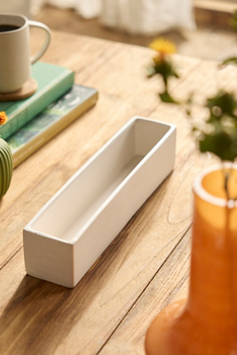 Terrain Ceramic Trough Planter, Narrow In White
