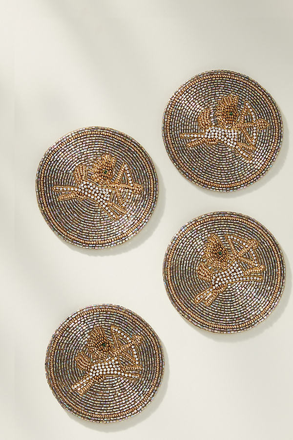 Anthropologie Joanna Buchanan Zodiac Coasters, Set Of 4 In Gold