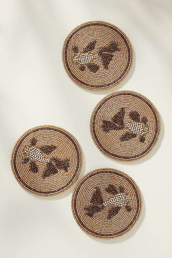 Anthropologie Joanna Buchanan Zodiac Coasters, Set Of 4 In Brown