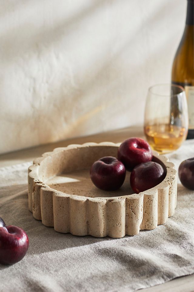 The most gorgeous  home decor find. A travertine scalloped tray