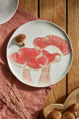 Mushroom Dinner Plate, Red