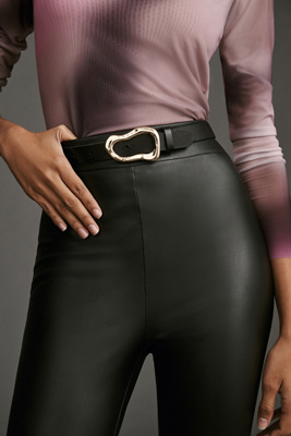 Linea Pelle By Anthropologie Structural Buckle Belt In Black