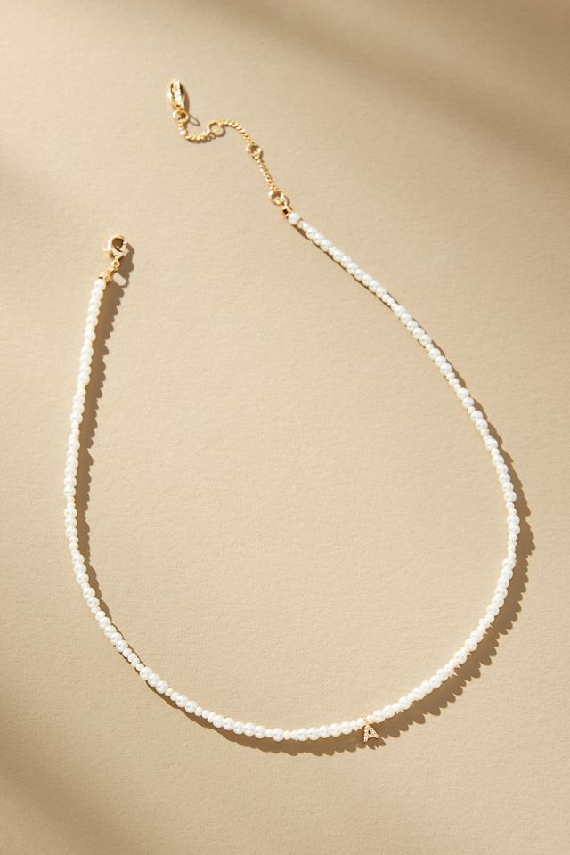 Pavé Monogram Pendant Pearl Necklace #2