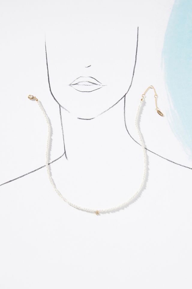 Pavé Monogram Pendant Pearl Necklace #3