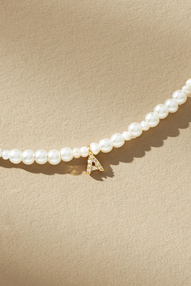 Pavé Monogram Pendant Pearl Necklace #1