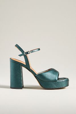 By Anthropologie Platform Heels In Green