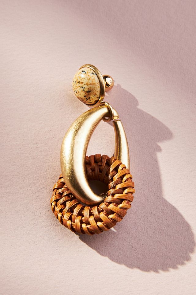 Raffia Disc Drop Earrings #2