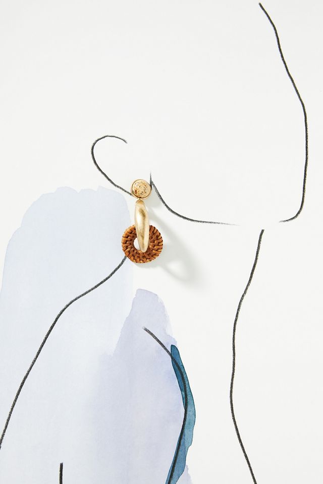 Raffia Disc Drop Earrings #3
