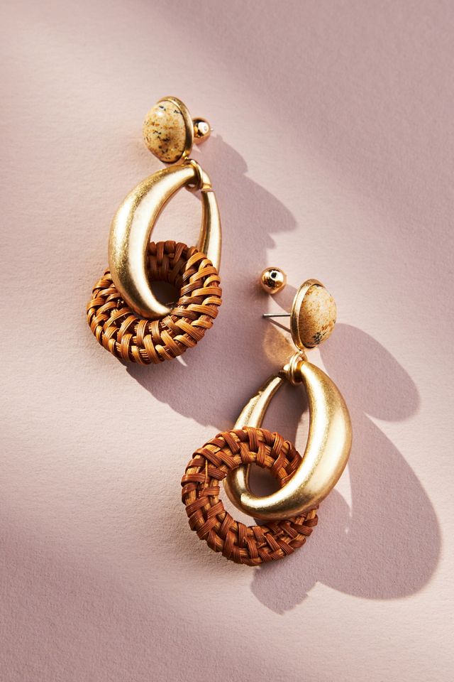 Raffia Disc Drop Earrings #1