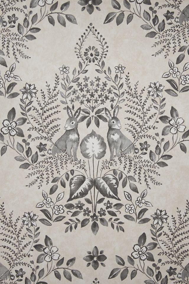 Cottontail Toile Peel-and-Stick Rabbit Wallpaper #1
