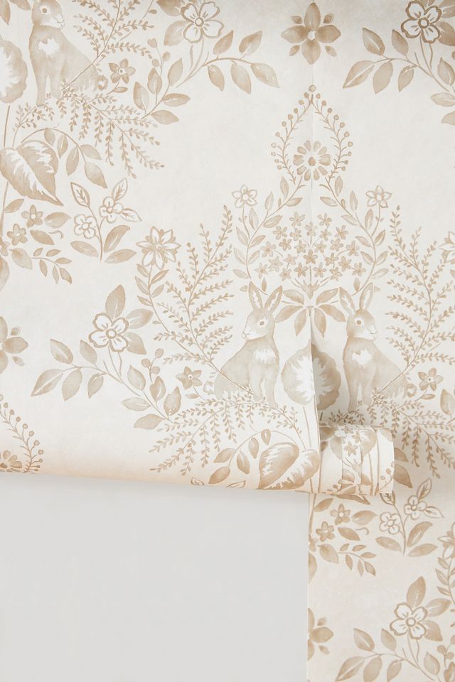 Cottontail Toile Peel-and-Stick Rabbit Wallpaper #2