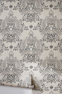Cottontail Toile Peel-and-Stick Rabbit Wallpaper