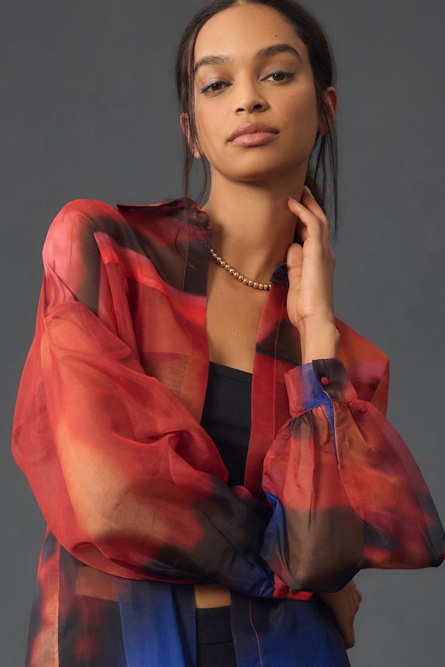 By Anthropologie Sheer Printed Kimono #2