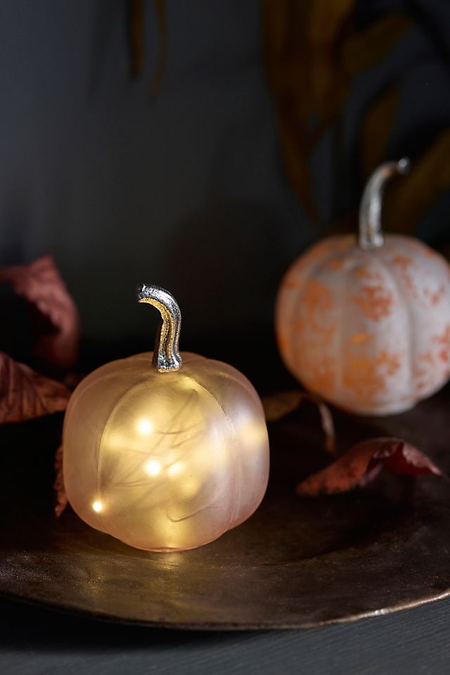Glass Pumpkins, Set of 2 Frosted + Pink | Anthropologie