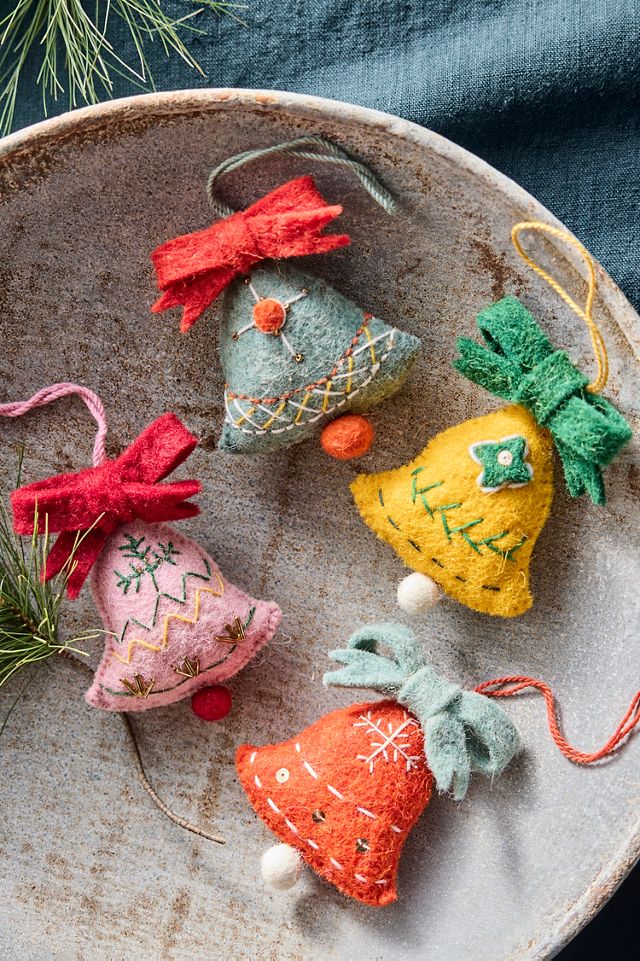 Bell Felt Ornaments, Set of 4 Anthropologie