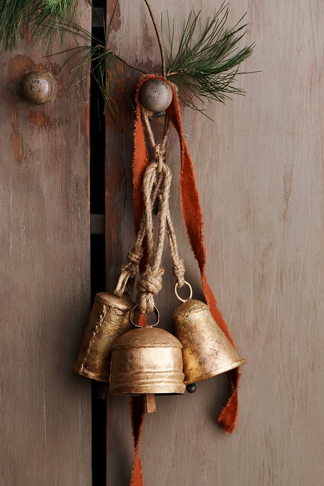 Gold Metal Hanging Bells, Set of 3