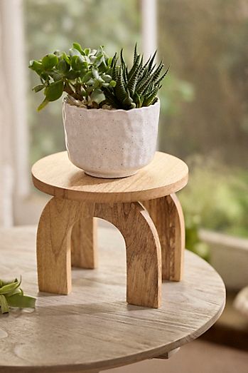 Natural Wood Plant Stand, Arch