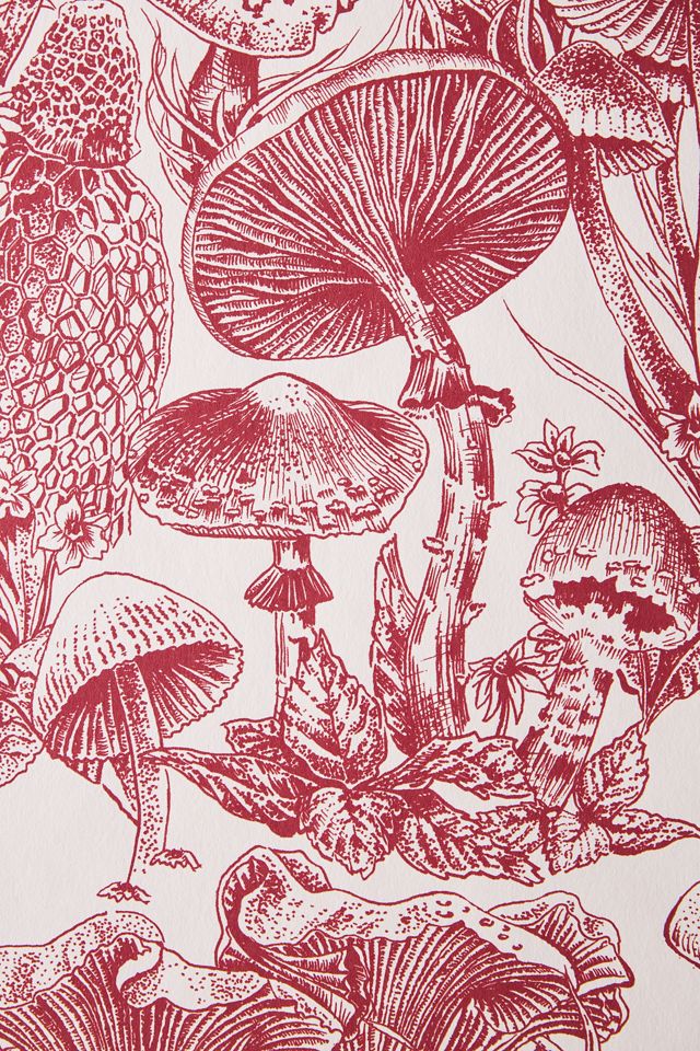 Fungi Forest Burgundy Mushroom Wallpaper #2