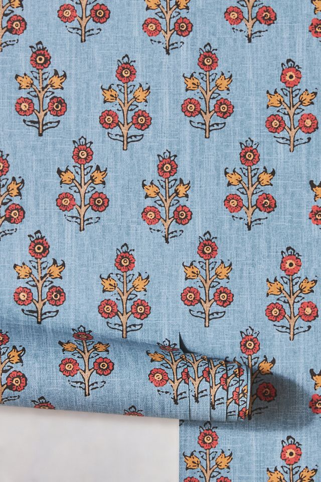 Poppy Sprig Small Print Floral Wallpaper #1